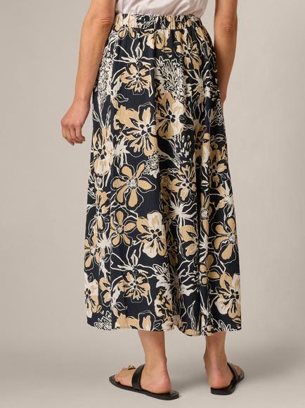 Adrianna Papell Pleated Pull On Midi Skirt, Navy/Ivory - view 2, Navy/Ivory