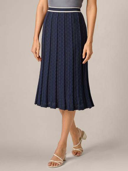Adrianna Papell Tipped Sweater Skirt, Navy/Ivory, Navy/Ivory