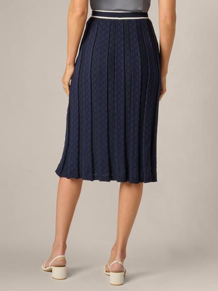 Adrianna Papell Tipped Sweater Skirt, Navy/Ivory - view 2, Navy/Ivory
