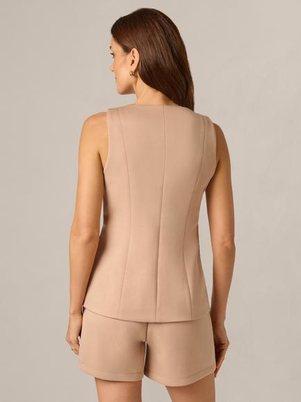 Adrianna Papell Flared Ponte Knit Vest Top, Desert Dust - view 2, Desert Dust