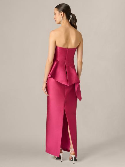 Adrianna Papell Aidan Mattox Pebble Gazar Maxi Dress, Bright Rose - view 2, Bright Rose
