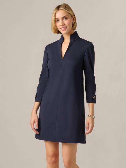Adrianna Papell High Neck Ponte Shift Dress, Midnight, Midnight