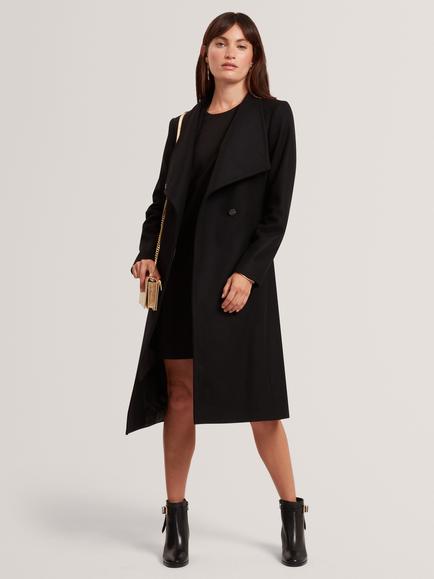 Ted Baker Rose Wool Blend Wrap Coat, Black