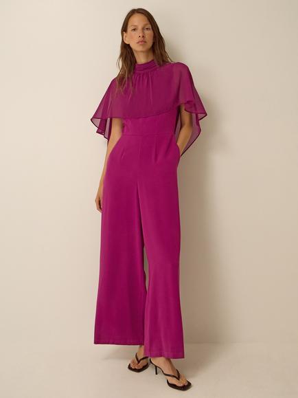 Monsoon Valerie Cape Jumpsuit, Purple, Purple