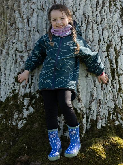 Muddy Puddles Kids' EcoSplash Fleece-Lined Jacket, Dark Green Mountain - view 2, Dark Green Mountain