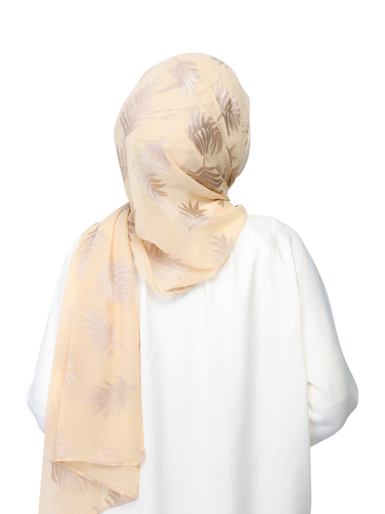 Bokitta Nakheel Palm Print Shawl & Inner Set, Gold - view 2, Gold