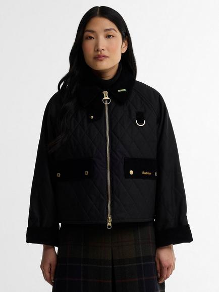Barbour Icons Spey Quilted Waxed Jacket, Black/Classic, Black/Classic