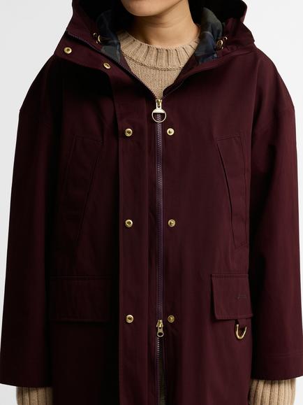 Barbour Stevie Waterproof Snorkel Hood Jacket, Plum - view 2, Plum