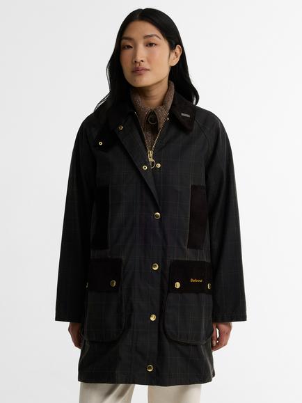 Barbour Icons Tartan Modern Beaufort Waxed Jacket, Classic Tartan/Olive, Classic Tartan/Olive