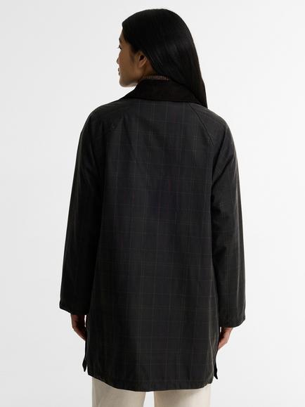 Barbour Icons Tartan Modern Beaufort Waxed Jacket, Classic Tartan/Olive - view 2, Classic Tartan/Olive