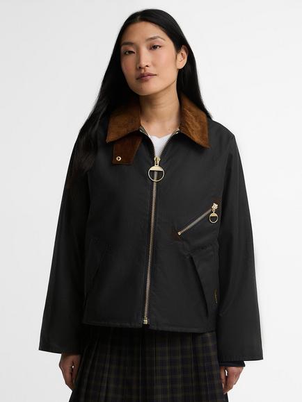 Barbour Arlene Waxed Jacket, Navy/Ancient, Navy/Ancient
