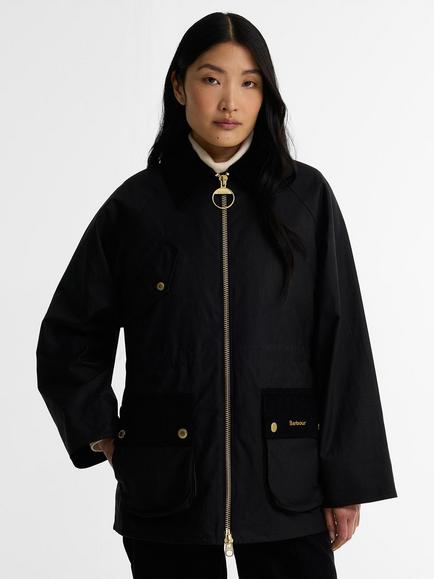 Barbour Treeton Waxed Jacket, Black/Ancient, Black/Ancient