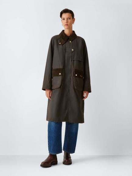 Barbour Kirklees Longline Waxed Jacket, Brown, Brown
