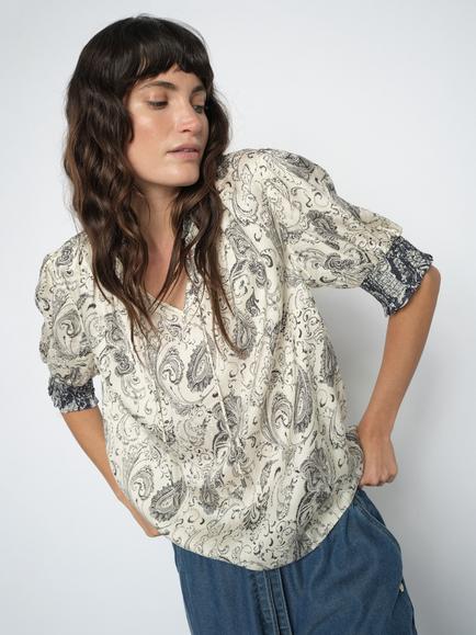 MOS MOSH Mmhamali Tie Neck Blouse containing LENZING™ ECOVERO™ Viscose, Ecru