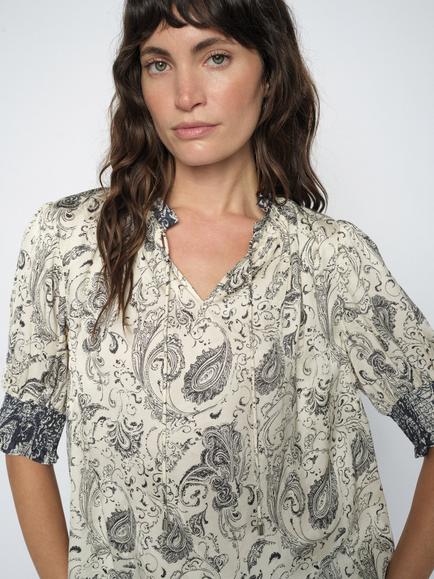 MOS MOSH Mmhamali Tie Neck Blouse containing LENZING™ ECOVERO™ Viscose - view 2, Ecru