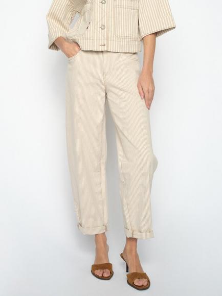 MOS MOSH Mmhellen Striped Ankle-Grazer Trousers, Doeskin, Doeskin