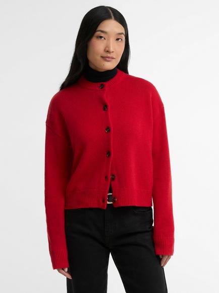 Barbour Woodhouse Wool Rich Cardigan, Red, Red
