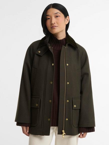 Barbour Bedale Wool Coat, Olive, Olive / Shadow Clas