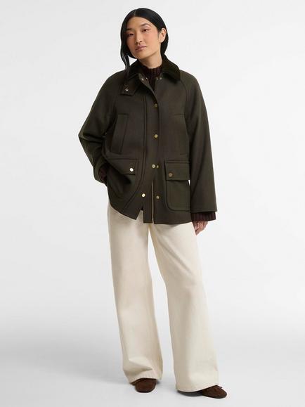Barbour Bedale Wool Coat, Olive - view 2, Olive / Shadow Clas
