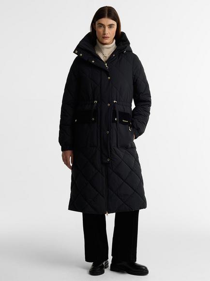 Barbour Alv Hooded Puffer Jacket, Black/Ancient, Black/Ancient