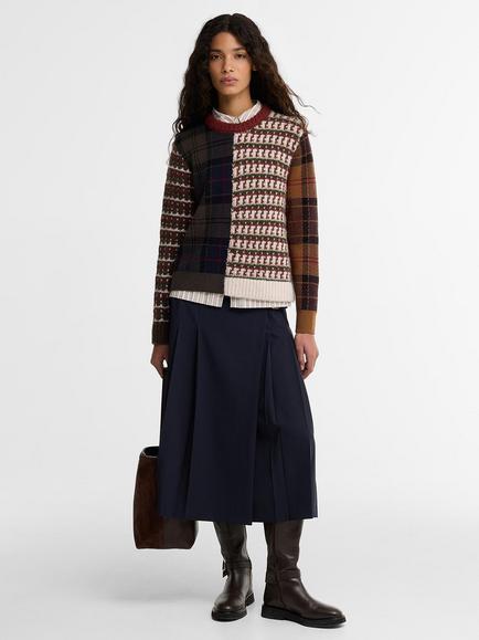 Barbour Ashford Patchwork Crew Neck Jumper, Multi - view 2, Multi