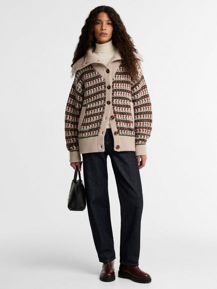 Barbour Burley Knitted Cardigan, Multi - view 2, Multi