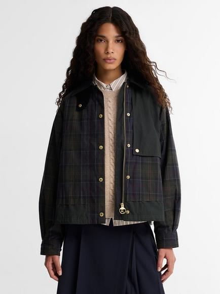 Barbour Truro Waxed Cotton Jacket, Green/Navy/Black, Green/Navy/Black