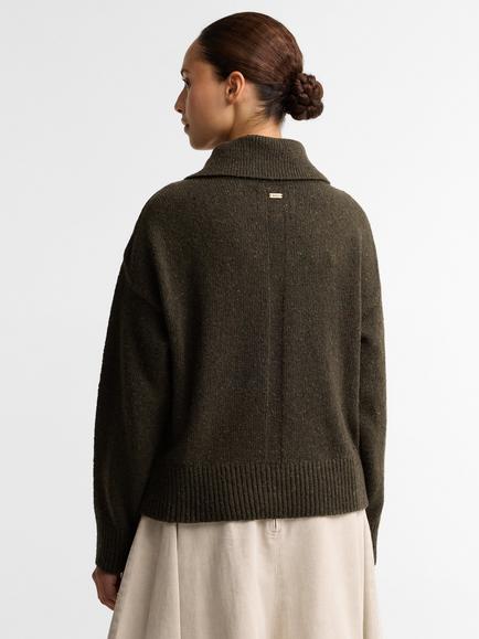 Barbour Lavensdale Half-Zip Jumper, Olive - view 2, Olive