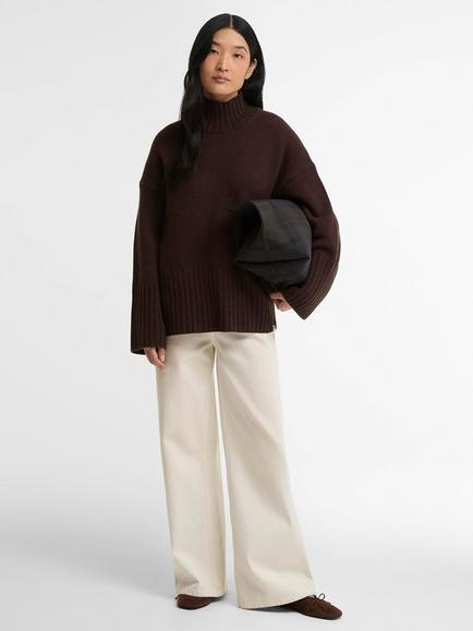 Barbour May Funnel Neck Cotton Rich Jumper, Rustic - view 2, Rustic
