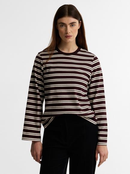 Barbour Maplewood Striped Long-Sleeved T-Shirt, Fig/Birch, Fig/Birch