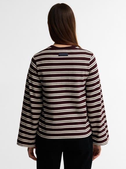 Barbour Maplewood Striped Long-Sleeved T-Shirt, Fig/Birch - view 2, Fig/Birch