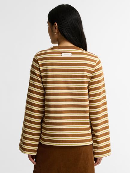 Barbour Maplewood Striped Long Sleeve T-Shirt, Tan/Birch - view 2, Tan/Birch