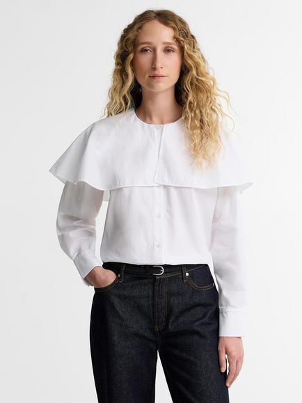 Barbour Willowmere Cotton Poplin Cape Shirt, White, White