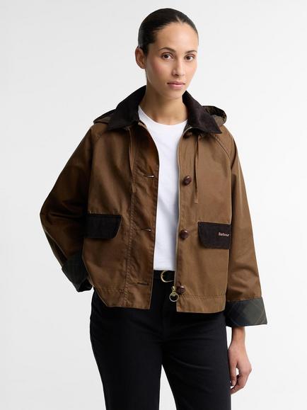 Barbour Adina Waxed Jacket, Tan/Black, Tan/Black