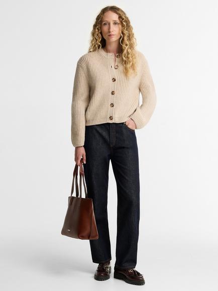Barbour Adalyn Wool Blend Rib Knit Cardigan, Birch - view 2, Birch