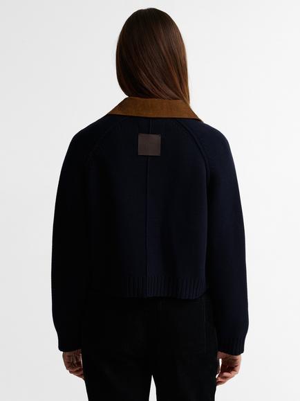 Barbour Alverstone Knitted Jacket, Navy - view 2, Navy