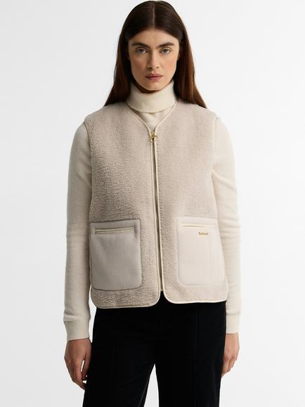 Barbour Bainford Teddy Liner Gilet, Ecru, Ecru