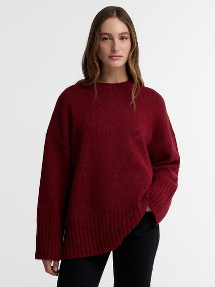 Barbour Gaia Crew Neck Jumper, Cranberry Red, Cranberry Red