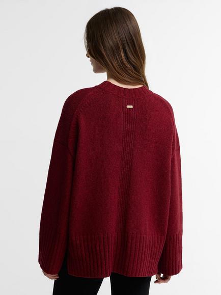 Barbour Gaia Crew Neck Jumper, Cranberry Red - view 2, Cranberry Red