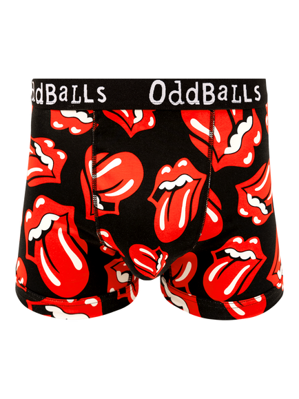 OddBalls Rolling Stones Cotton Blend Boxers, Black, Black