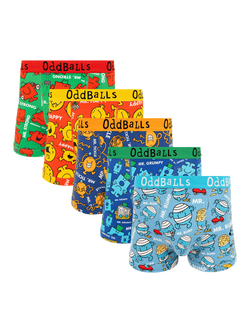 OddBalls Mr Men Cotton Blend Boxers, Pack of 5, Multi, Multi
