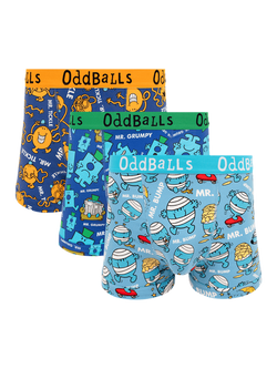 OddBalls Mr Men Cotton Blend Boxers, Pack of 3, Multi, Multi