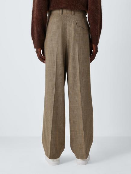 John Lewis x clothsurgeon Abraham Moons Wool Wide-Leg Trousers, Brown Check - view 2, Brown Check