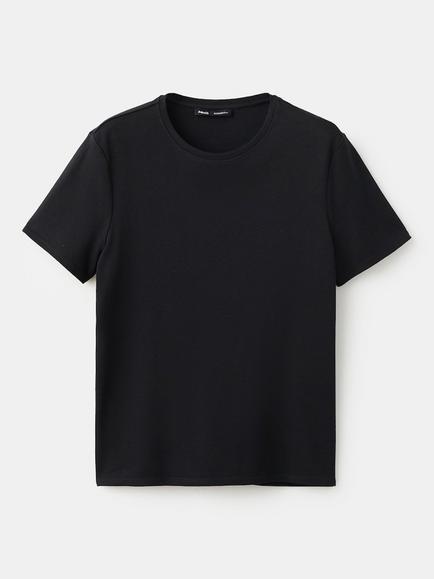 Mango Loose Fit Crew Neck T-Shirt, Black, Black