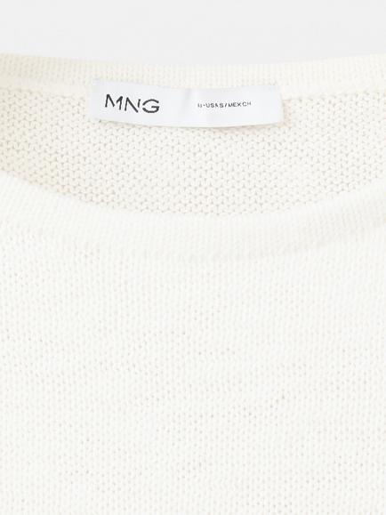 Mango Sleeveless Lace Hem Knit Top, Raw - view 2, Raw