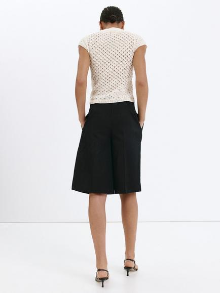 Mango Cropped Knit Short Sleeve Top, Raw - view 2, Raw
