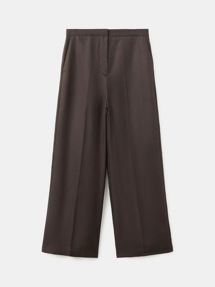 Mango Loose Fit Trousers, Chocolate, Chocolate