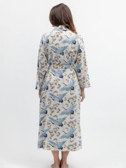Nora Rose by Cyberjammies Crane Print Dressing Gown, Multi - view 2, Multi