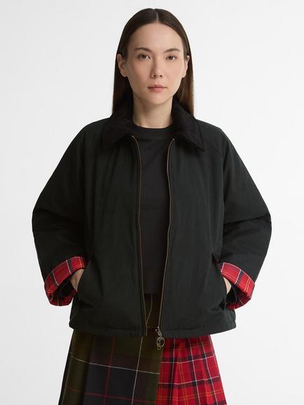 Barbour Dawn Reversible Casual Jacket, Black/Cardinal, Black/Cardinal