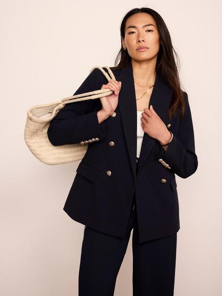 Mint Velvet Double Breasted Blazer, Blue Navy, Blue Navy